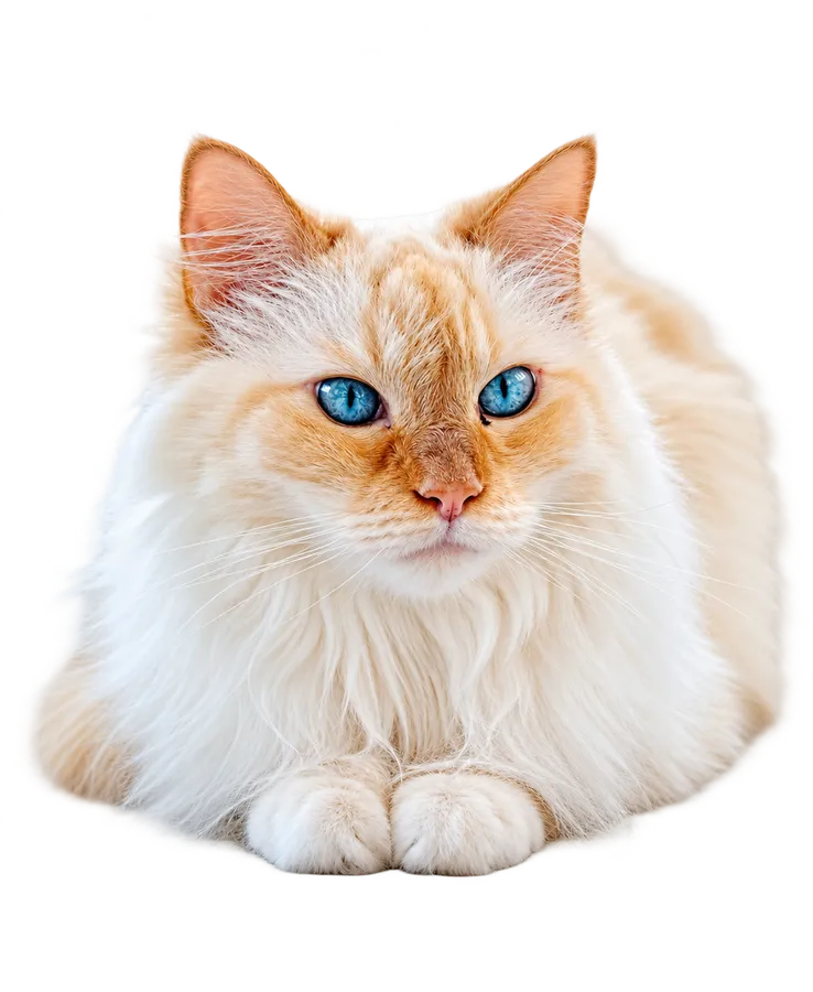Helle Langhaarkatze mit blauen Augen